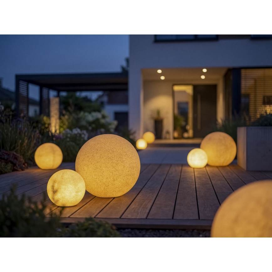 Venkovní lampa STONO 1xE27/15W/230V pr. 20 cm IP65 béžová