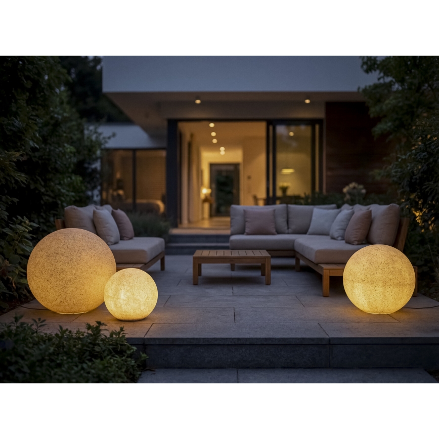 Venkovní lampa STONO 1xE27/20W/230V pr. 40 cm IP65 béžová