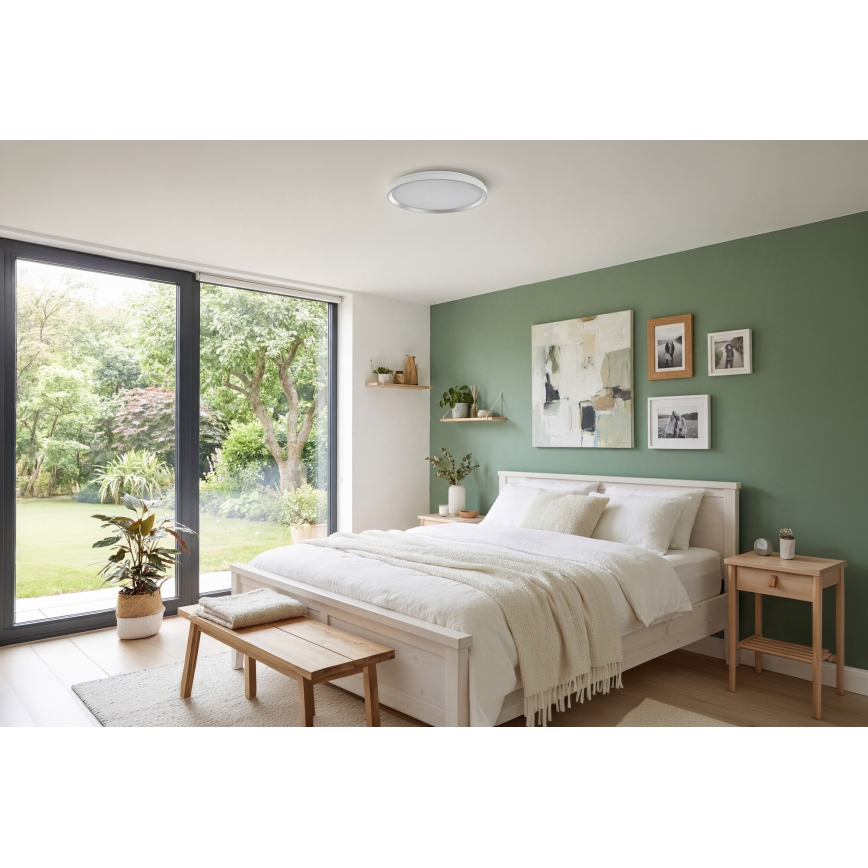 LED Stmívatelné stropní svítidlo LIXAN LED/47W/230V 3000-6500K pr. 38,6 cm bílá/stříbrná + dálkové ovládání