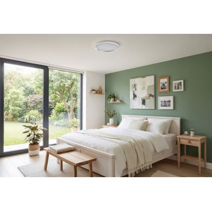 LED Stmívatelné stropní svítidlo LIXAN LED/65W/230V 3000-6500K pr. 48,6 cm bílá/stříbrná + dálkové ovládání