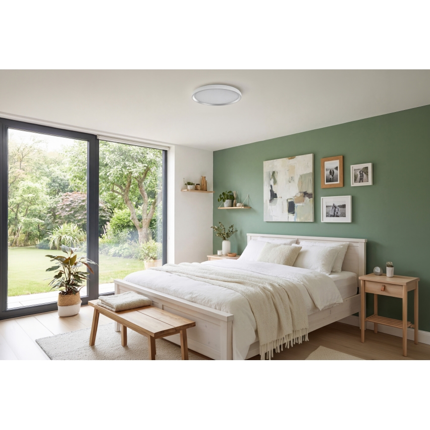LED Stmívatelné stropní svítidlo LIXAN LED/65W/230V 3000-6500K pr. 48,6 cm bílá/stříbrná + dálkové ovládání
