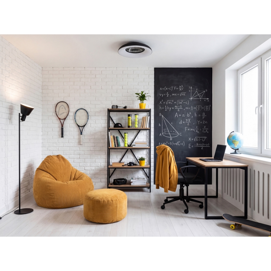 LED RGBW Stmívatelné stropní svítidlo s ventilátorem PLAVE PAN LED/48W/230V 3000-6500K pr. 60 cm černá + dálkové ovládání