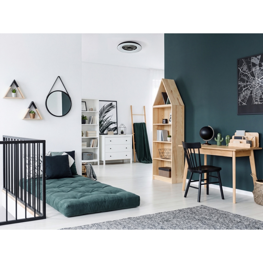 LED RGBW Stmívatelné stropní svítidlo s ventilátorem PLAVE PAN LED/48W/230V 3000-6500K pr. 60 cm černá + dálkové ovládání