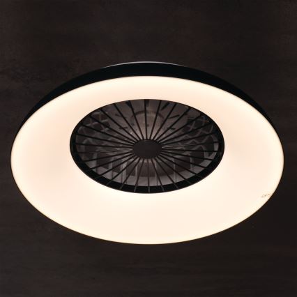 LED RGBW Stmívatelné stropní svítidlo s ventilátorem PLAVE PAN LED/48W/230V 3000-6500K pr. 60 cm černá + dálkové ovládání