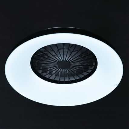 LED RGBW Stmívatelné stropní svítidlo s ventilátorem PLAVE PAN LED/48W/230V 3000-6500K pr. 60 cm černá + dálkové ovládání