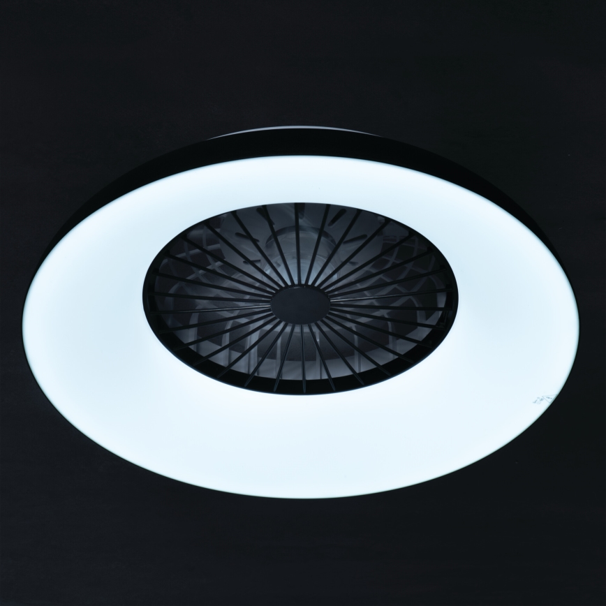 LED RGBW Stmívatelné stropní svítidlo s ventilátorem PLAVE PAN LED/48W/230V 3000-6500K pr. 60 cm černá + dálkové ovládání