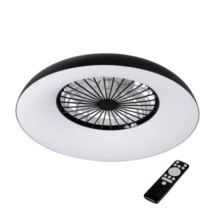 LED RGBW Stmívatelné stropní svítidlo s ventilátorem PLAVE PAN LED/48W/230V 3000-6500K pr. 60 cm černá + dálkové ovládání