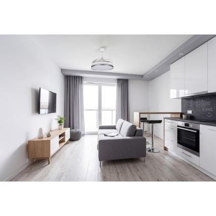 LED Stmívatelné stropní svítidlo s ventilátorem PLAVE LED/36W/230V 3000-6500K stříbrná/bílá + dálkové ovládání