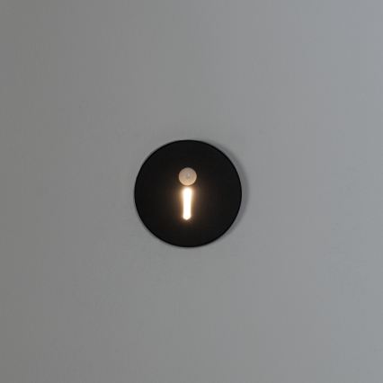 LED Schodišťové svítidlo se senzorem pohybu a soumraku MAGNIK LED/1,7W/230V 2700/3300/3900/4600/5700K černá kulatý