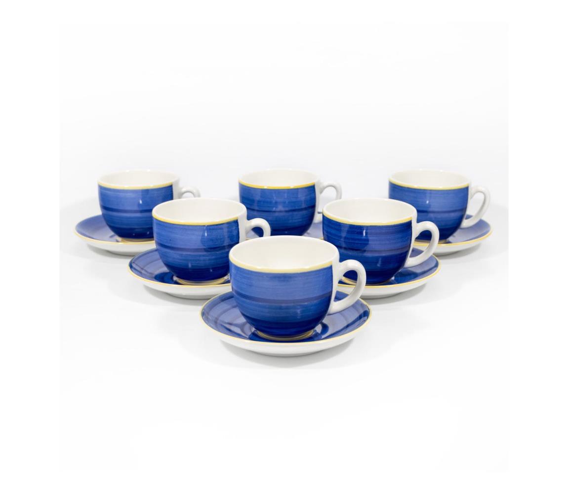 Výrobce po 1 ks Kávová sada 6x keramický šálek s podšálkem modrá žlutá KK10644