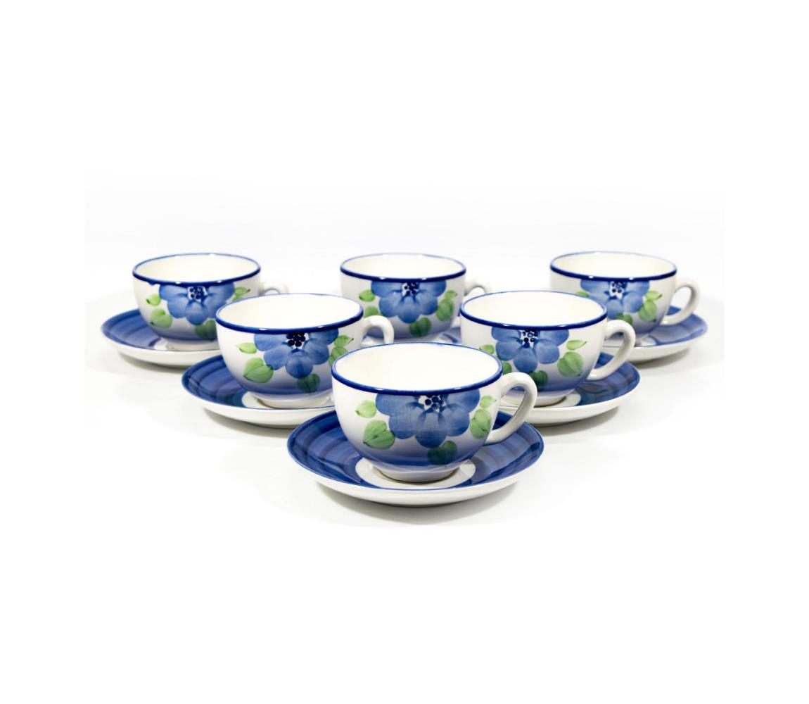 Výrobce po 1 ks Kávová sada 6x keramický šálek Tereza s podšálkem bílá modrá KK10706