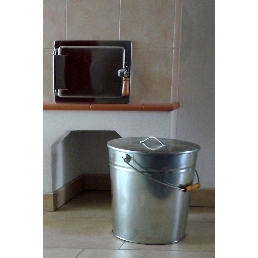 Kbelík na popel s víkem 24 l lesklý chrom
