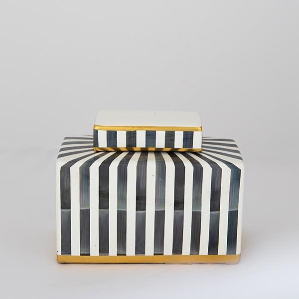 Keramická dóza 20,5x16x9 cm modrá/bílá/černá
