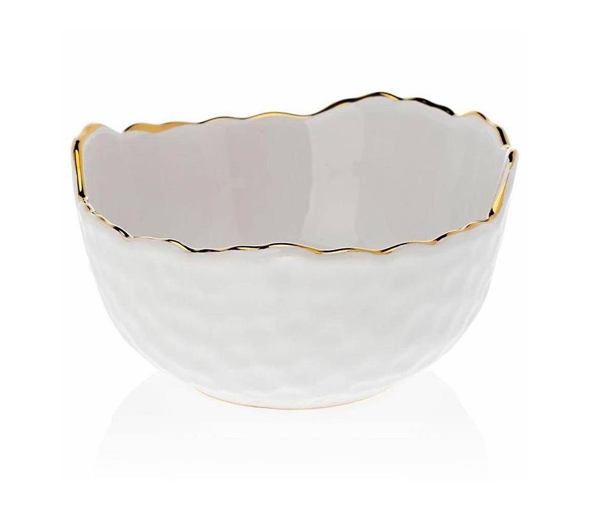  HowHomely Keramická miska TIGELLA 13 cm krémová/zlatá DD0399
