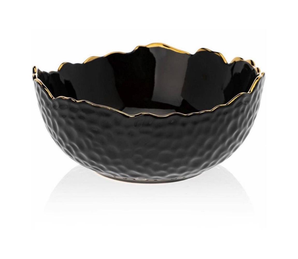  HowHomely Keramická miska TIGELLA 20 cm černá/zlatá DD0400