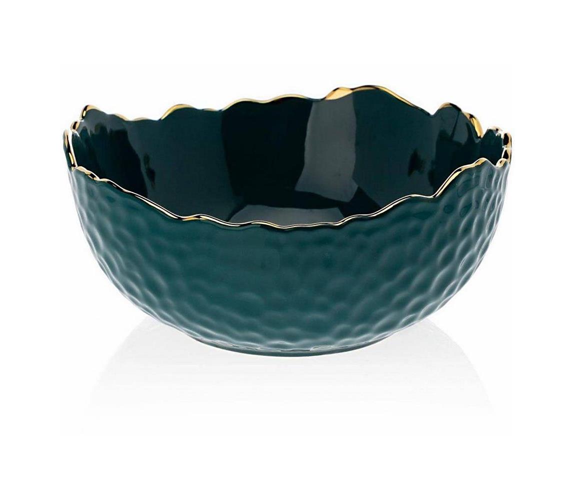  HowHomely Keramická miska TIGELLA 20 cm zelená/zlatá DD0401