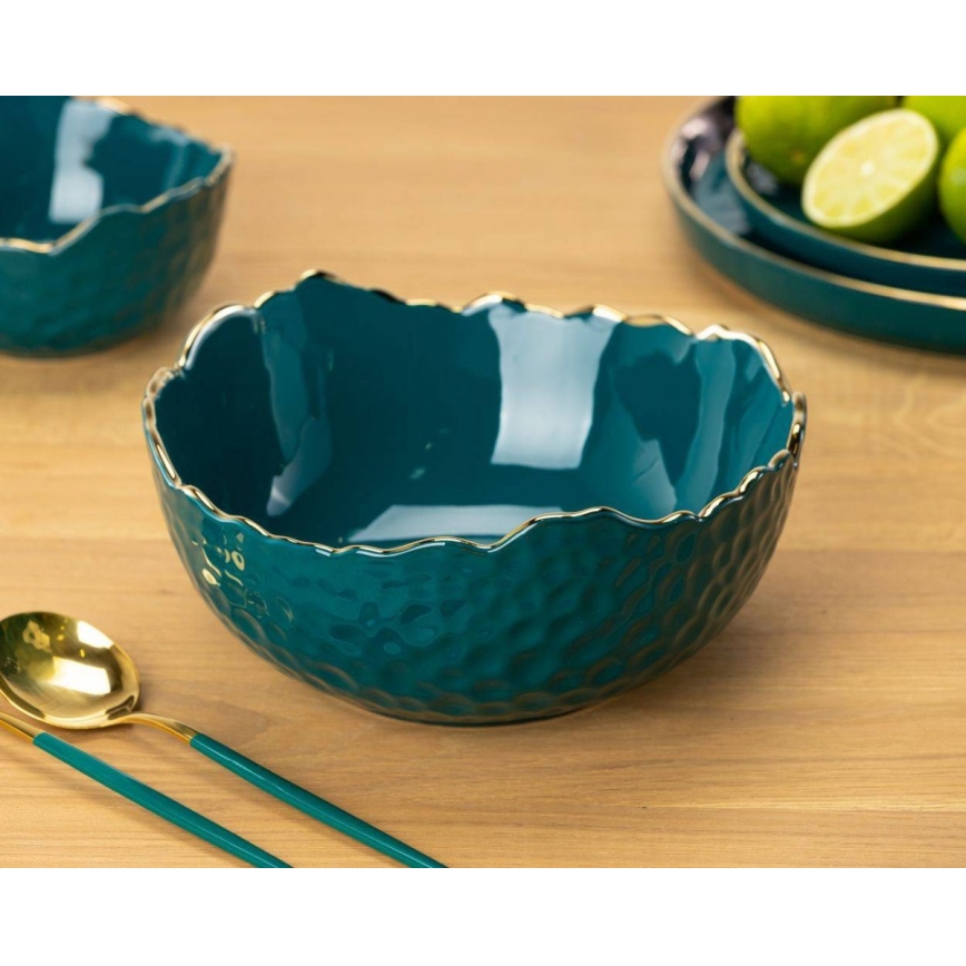 Keramická miska TIGELLA 20 cm zelená/zlatá