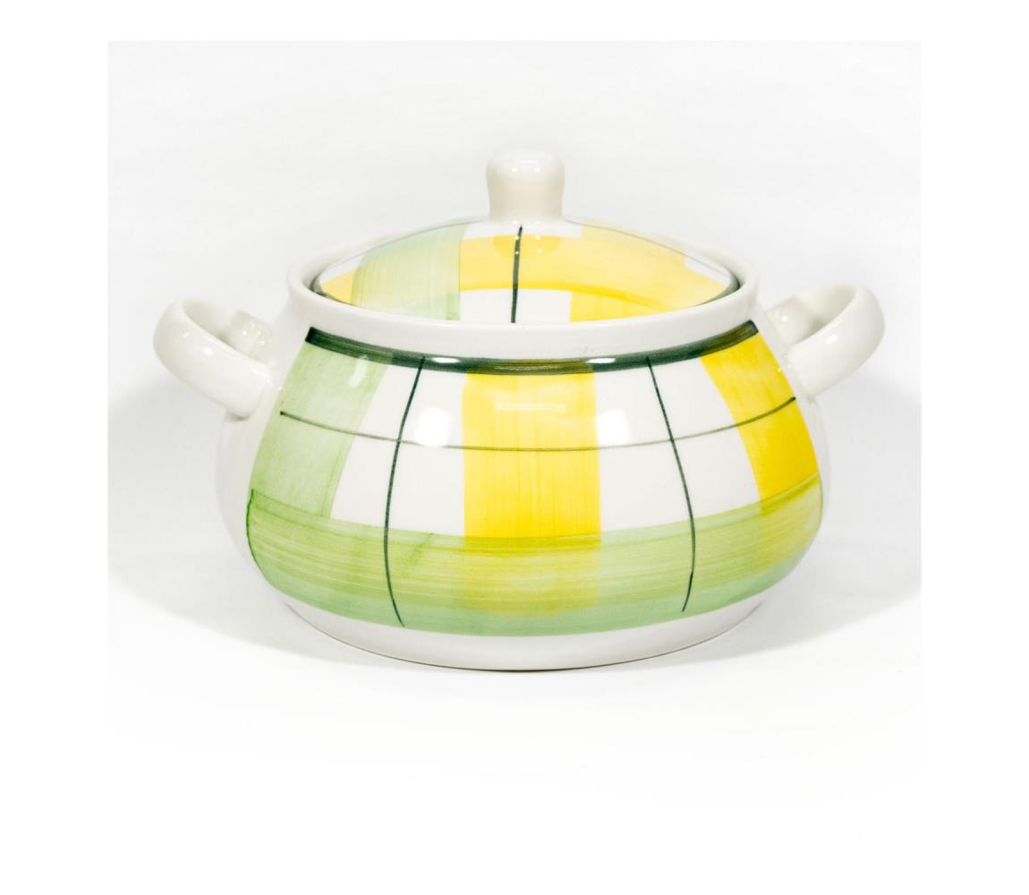 Výrobce po 1 ks Keramická polévková mísa s víkem Lucie bílá zelená KK17433