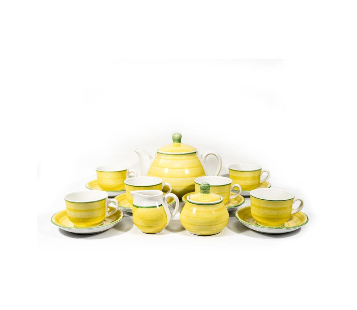 Výrobce po 1 ks Keramická sada 6x šálek s podšálkem, 1x džbán s víkem, 1x cukřenka a 1x mléčenka KK10152