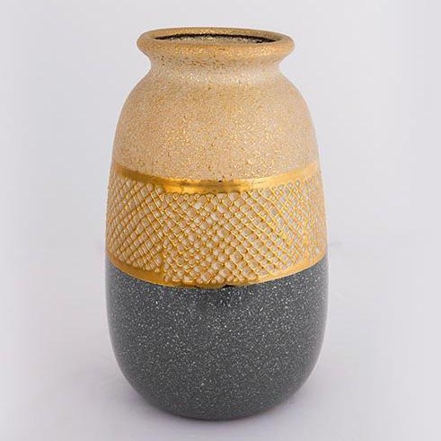 Keramická váza 25,5x15,5 cm zlatá/šedá