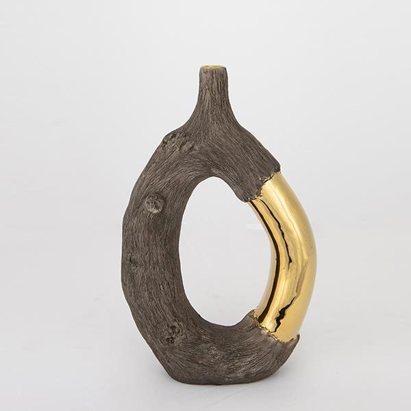 Keramická váza 31,5x20x8 cm hnědá/zlatá