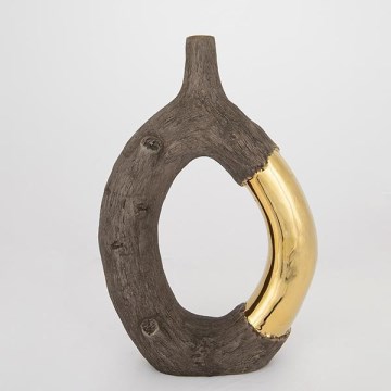 Keramická váza 38,5x26,5x9,5 cm hnědá/zlatá