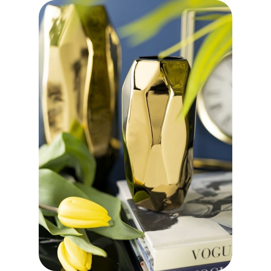 Keramická váza ALICE 25x11 cm zlatá