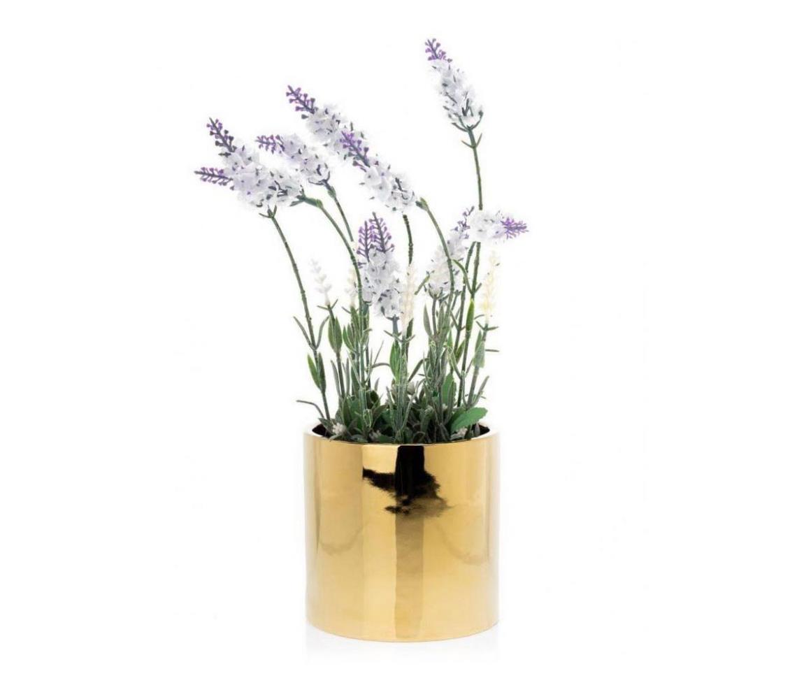  HowHomely Keramický květináč FLORA 13x13 cm zlatá DD0211