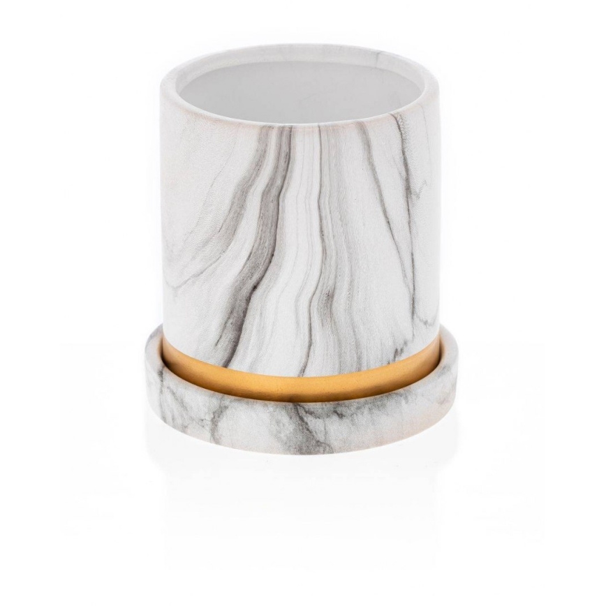 Keramický květináč s miskou HANYA 11x11 cm dekor mramoru