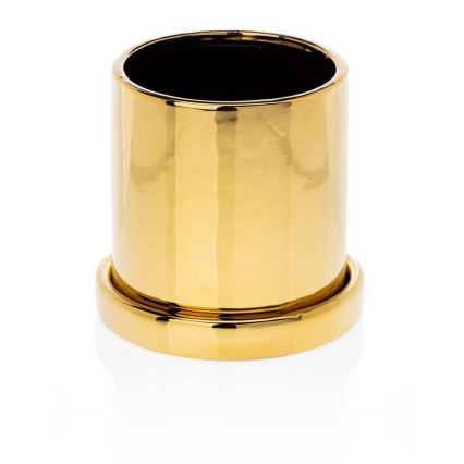 Keramický květináč s miskou HANYA 13x13 cm zlatá