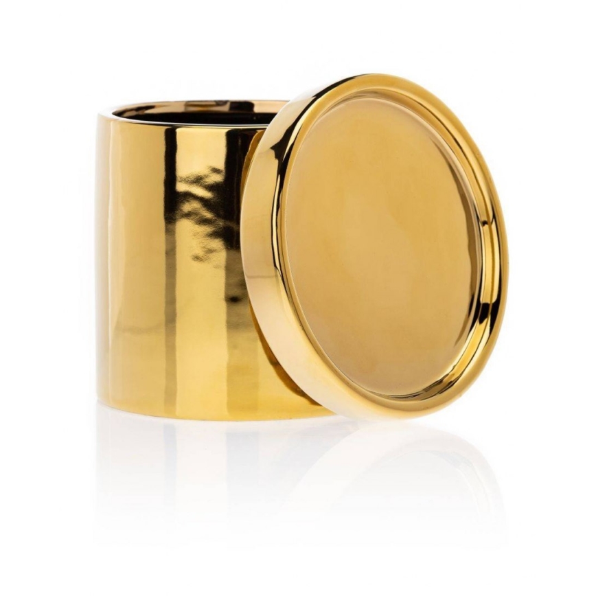 Keramický květináč s miskou HANYA 13x13 cm zlatá