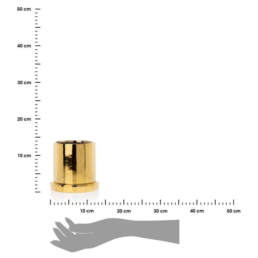 Keramický květináč s miskou HANYA 13x13 cm zlatá