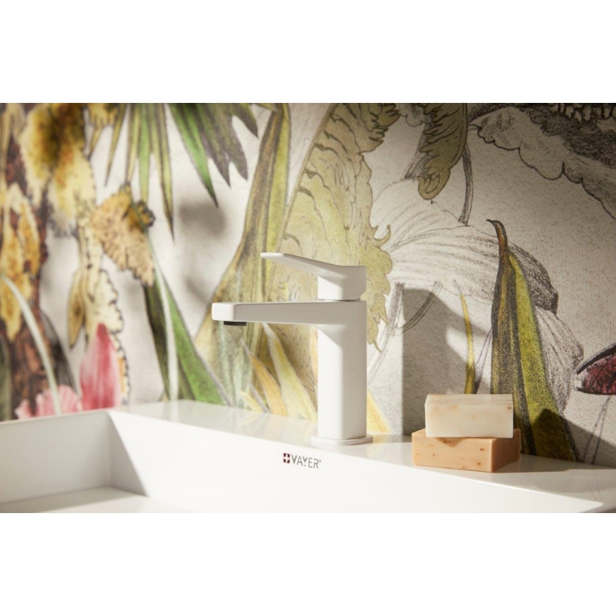 KFA Armatura 4522-815-44 - Umyvadlová baterie + výpusť MALAGA 15,9 cm bílá