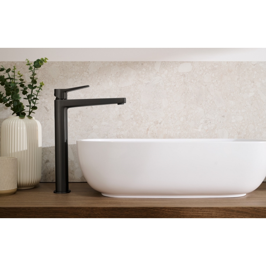 KFA Armatura 4522-815-81 - Umyvadlová baterie + výpusť MALAGA 15,9 cm černá