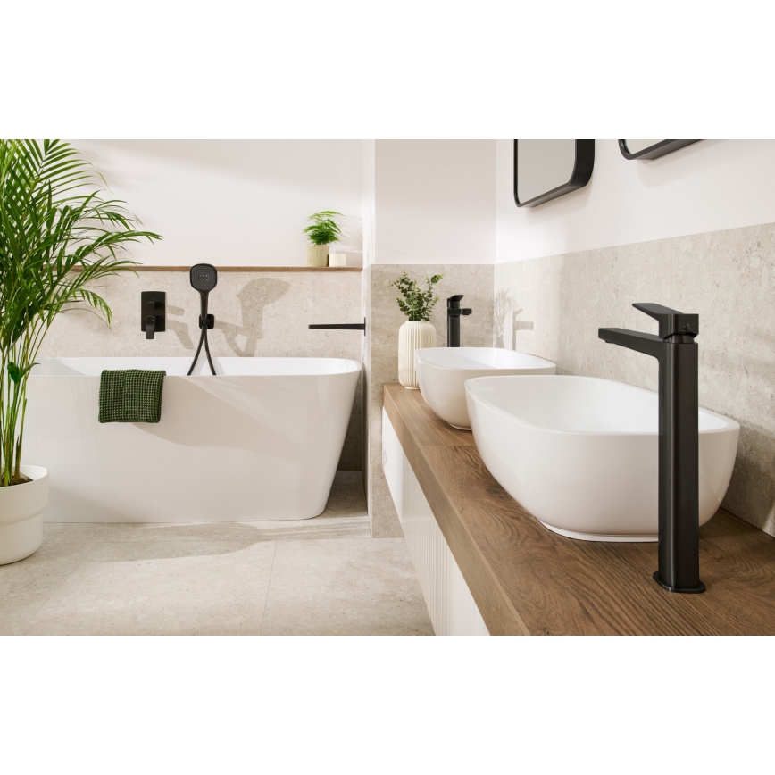 KFA Armatura 4522-825-81 - Umyvadlová baterie + výpusť MALAGA 17 cm černá
