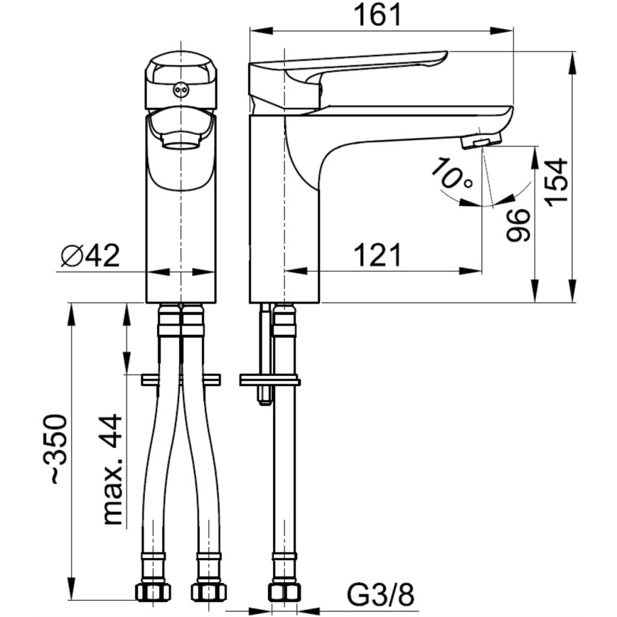 KFA Armatura 5022-815-00 - Umyvadlová baterie + výpusť s přepadem TANZANIT 15,4 cm lesklý chrom