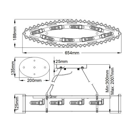 Kichler - LED Koupelnový lustr na lanku CRYSTAL SKYE 8xG9/3W/230V IP44