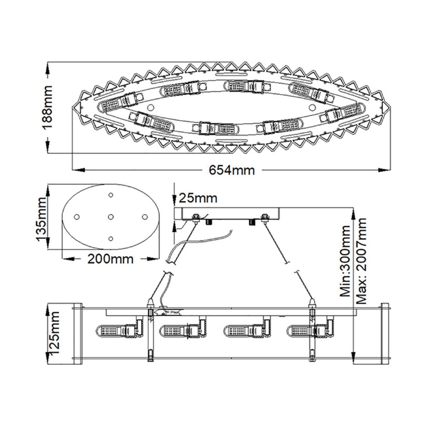 Kichler - LED Koupelnový lustr na lanku CRYSTAL SKYE 8xG9/3W/230V IP44