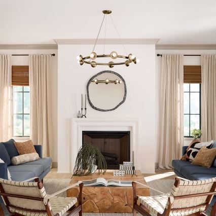 Kichler - Lustr na lanku PALTA 9xE14/40W/230V zlatá