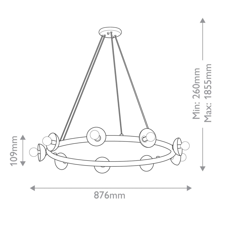 Kichler - Lustr na lanku PALTA 9xE14/40W/230V zlatá