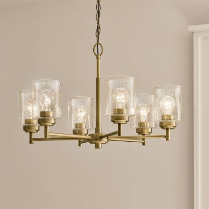 Kichler - Lustr na řetězu WINSLOW 6xE27/60W/230V pr. 66 cm mosaz