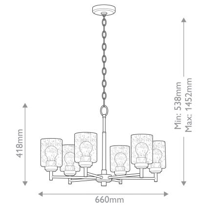 Kichler - Lustr na řetězu WINSLOW 6xE27/60W/230V pr. 66 cm mosaz