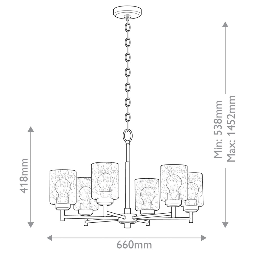 Kichler - Lustr na řetězu WINSLOW 6xE27/60W/230V pr. 66 cm mosaz