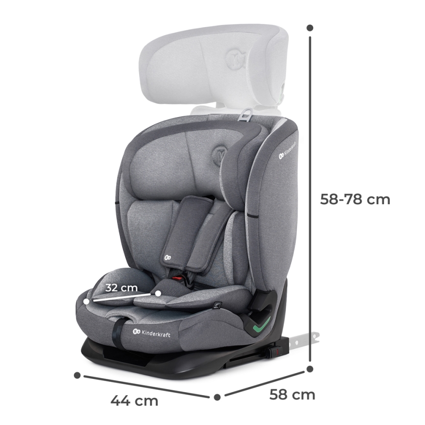 KINDERKRAFT - Autosedačka ONETO 3 i-Size (76-150 cm) + Isofix Cool grey