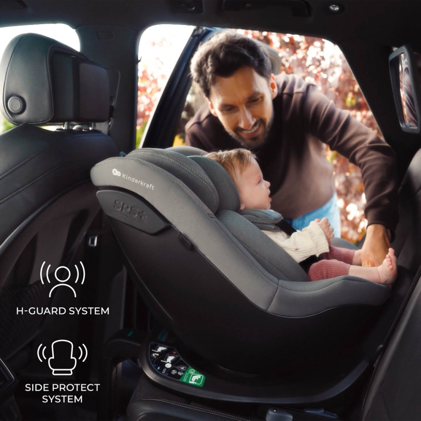 KINDERKRAFT - Autosedačka s otočnou základnou I-GUARD i-Size 40-105 cm šedá