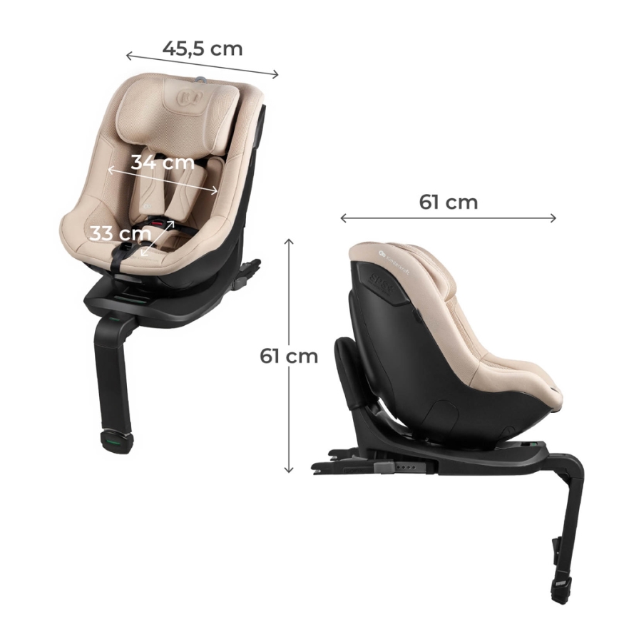 KINDERKRAFT - Autosedačka s otočnou základnou I-GUARD PRO i-Size 61-105 cm béžová