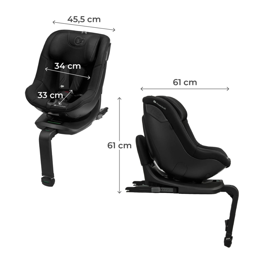 KINDERKRAFT - Autosedačka s otočnou základnou I-GUARD PRO i-Size 61-105 cm černá