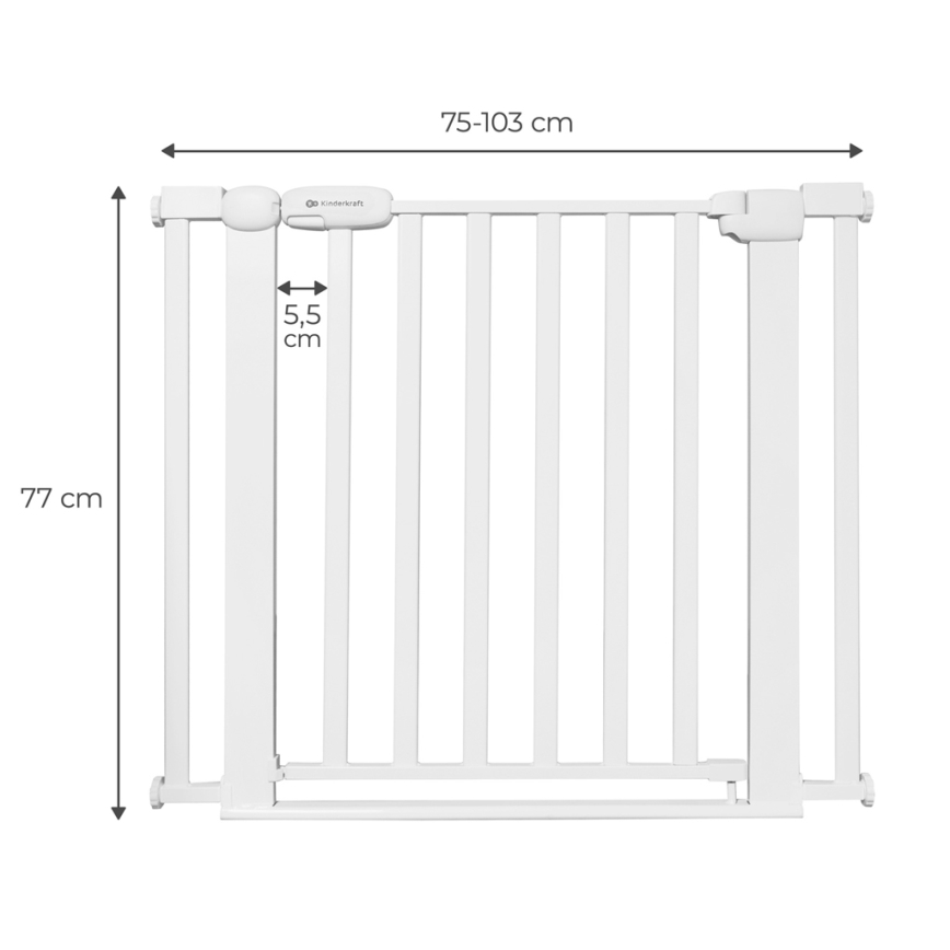KINDERKRAFT - Bezpečnostní zábrana LOCK&GO 75-103 cm bílá