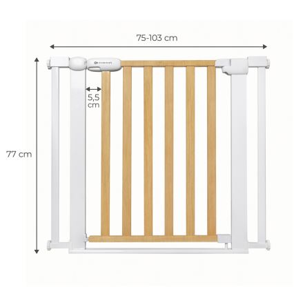 KINDERKRAFT - Bezpečnostní zábrana LOCK&GO 75-103 cm borovice