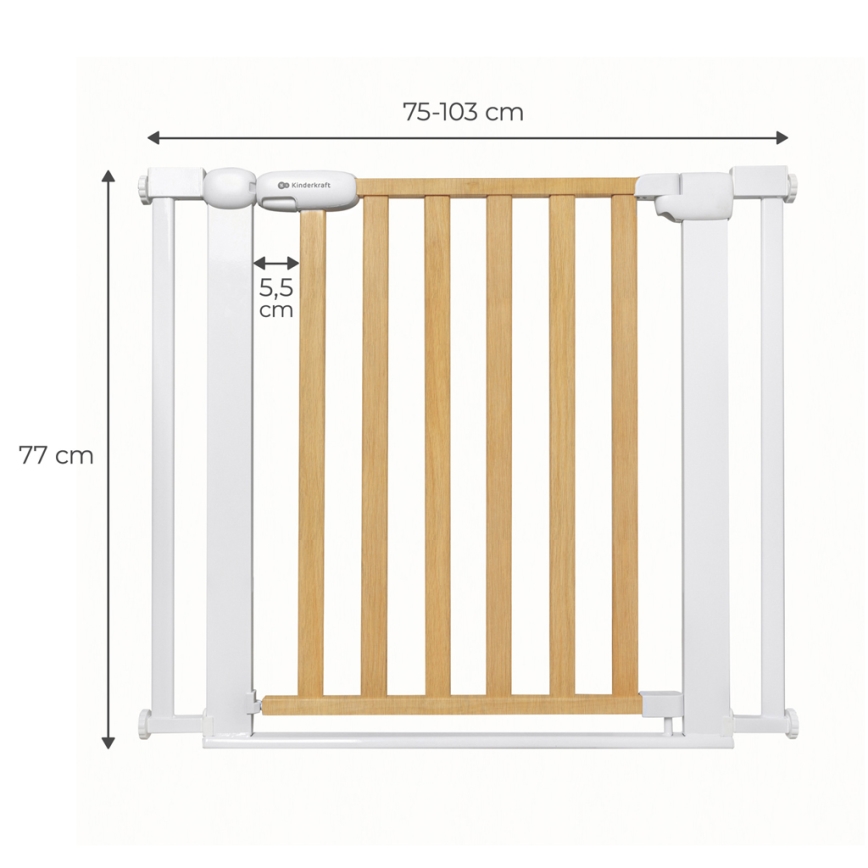 KINDERKRAFT - Bezpečnostní zábrana LOCK&GO 75-103 cm borovice